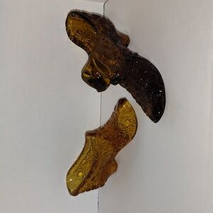 2 Fenton Shoe Slippers Daisy And Button And Cat Hobnail Patterns Milk Glass